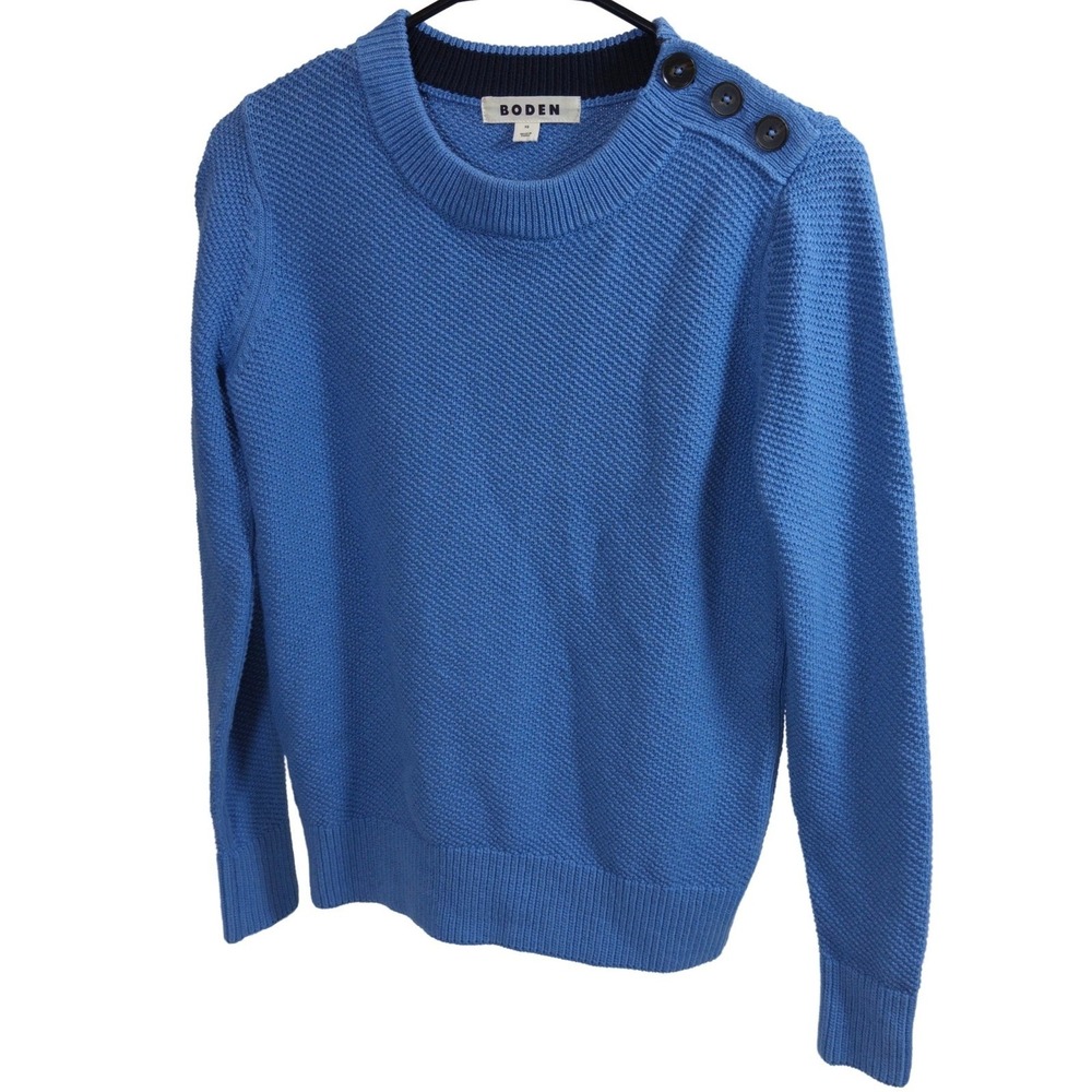 Boden Sweater XS Womens Textured Shoulder Button Knit Blue